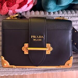 Prada Black Crossbody Bag with Gold Accents